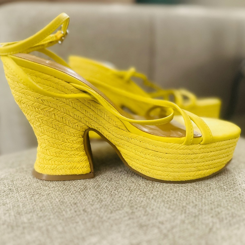Marc Fisher Vibrant Yellow Wedge Platform Heels